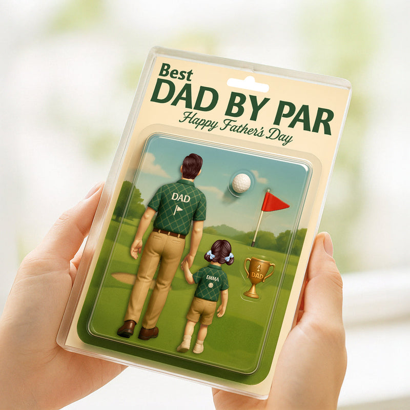 Best Dad By Par Golf Custom Figure Personalized Acrylic Block Plaque, Father's Day Gift for Dad, Gift for Husband