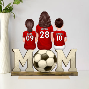 Soccer Mom And Kids Personalized Standing Wooden Plaque, Gift for Mom, Gift for Wife