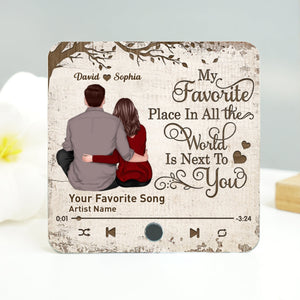 Favorite Place In The World Couple Sitting Back View Personalized Music Fridge Magnet,  Gift For Him, For Her