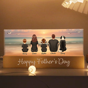 Eternal Family Love Beach Landscape Personalized Acrylic Block LED Night Light, Heartfelt Father's Day Gift For Dad