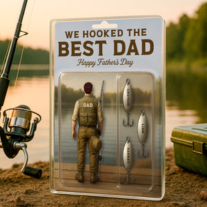 We Hooked The Best Dad Fishing With Kids' Names Custom Figure Personalized Acrylic Block Plaque, Perfect Father's Day Gift For Husband, For Dad, Fishing Lover