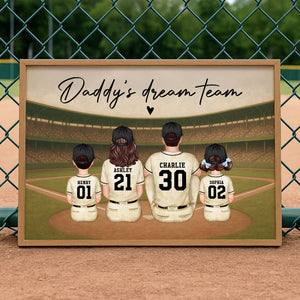 Retro Vintage Baseball Family Dream Team Home Decoration Personalized Poster|Heartfelt Birthday Gift, Anniversary Gift For Dad, Mom, Husband, Wife