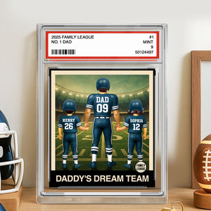 Football No. 1 Dad Man & Kids Trading Card Style Personalized Acrylic Block Plaque