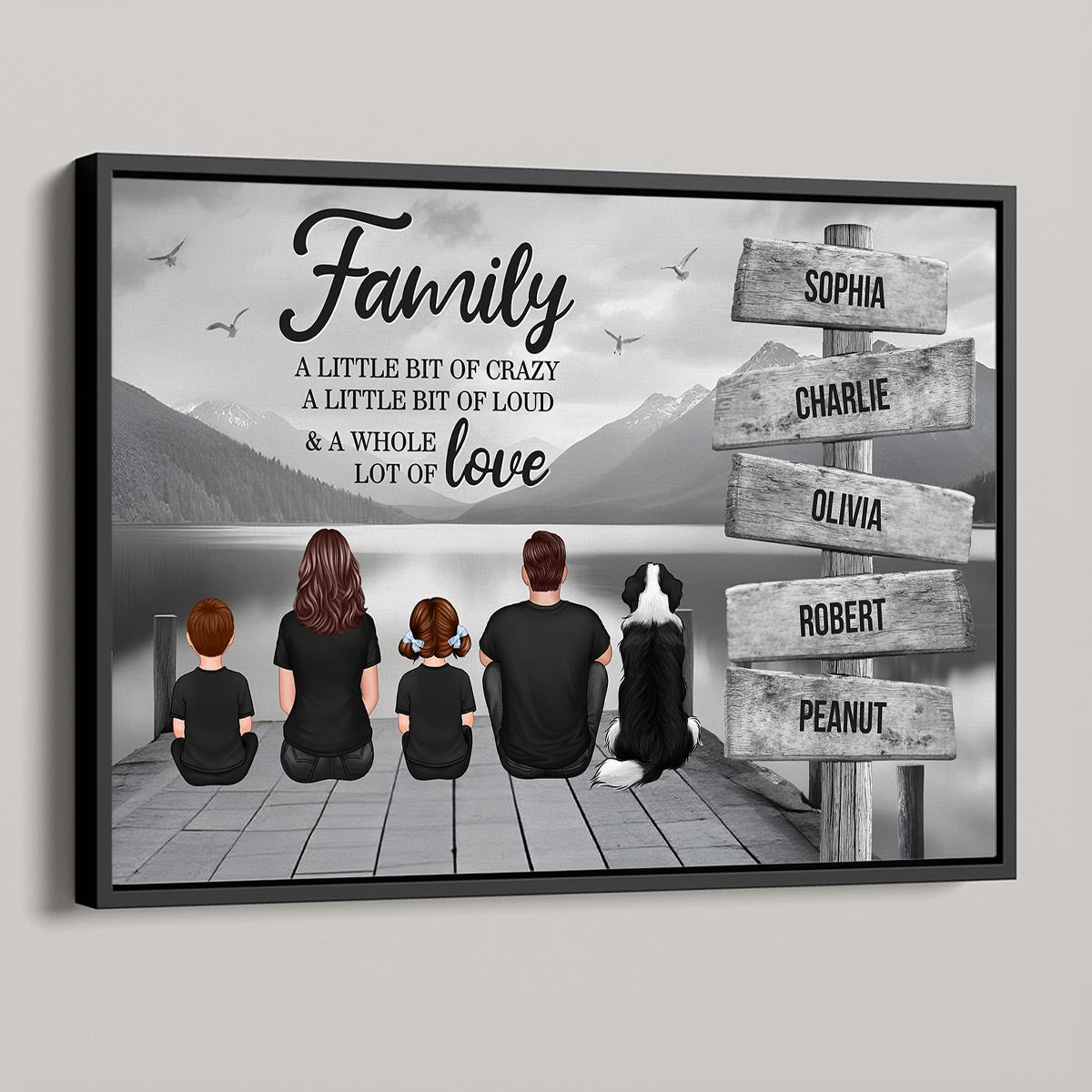 Retro Vintage Family A Little Whole Lot of Love Sign Posts Personalized Poster, Unique 2025 Father's Day Gift For Dad, Husband