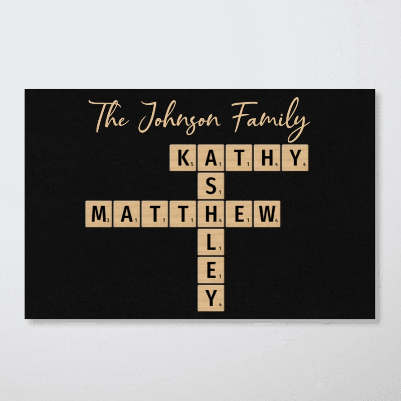 Family Crossword Puzzle Art Created In A Moment, Treasured Forever Personalized Horizontal Poster