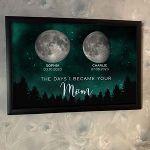 Galaxy Night The Days You Became Our Mom Birthday Moon Phase Personalized Poster, A Heartfelt Gift for Mom’s Birthday, or Just Because