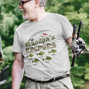Grandpa‘s Keepers Camouflage Pattern Fishing Personalized Shirt, Unique 2025 Father's Day Gift For Grandpa, Dad