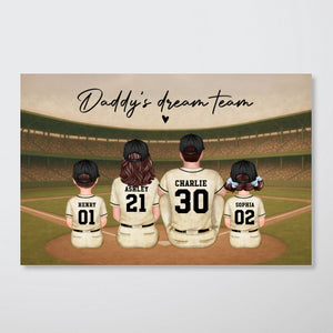 Retro Vintage Baseball Family Dream Team Home Decoration Personalized Poster|Heartfelt Birthday Gift, Anniversary Gift For Dad, Mom, Husband, Wife