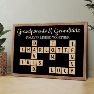 Grandma & Grandkids Forever Linked Together Crossword Puzzle Personalized Poster, Unique Gift For Large Family, Parent, Grandma, Siblings, Brothers, Sisters