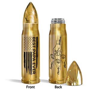 Best Dad Papa Grandpa Ever Fist Bump Outline Nation Flag Independence Day 4th Of July Gift For Husband Father Figures Personalized Bullet Tumbler