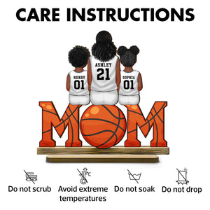 Basketball Mom And Kids Personalized Standing Wooden Plaque, Gift for Mom, Gift for Wife