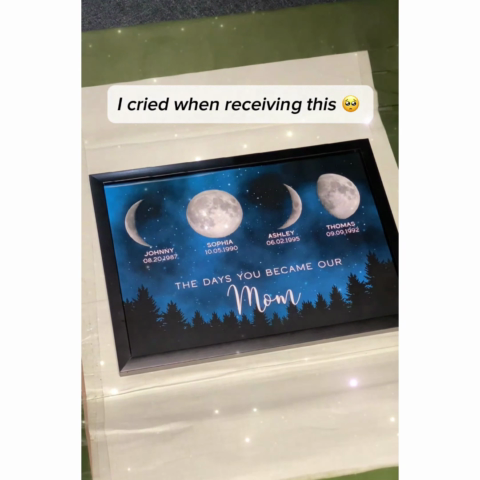 Galaxy Night The Days You Became Our Mom Birthday Moon Phase Personalized Poster, A Heartfelt Gift for Mom’s Birthday, or Just Because