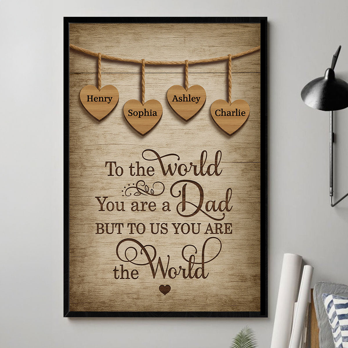 A Father Holds His Children Heart Forever Personalized Poster, Father's Day Gift for Dads