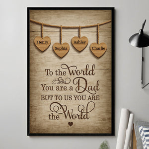 A Father Holds His Children Heart Forever Personalized Poster, Father's Day Gift for Dads
