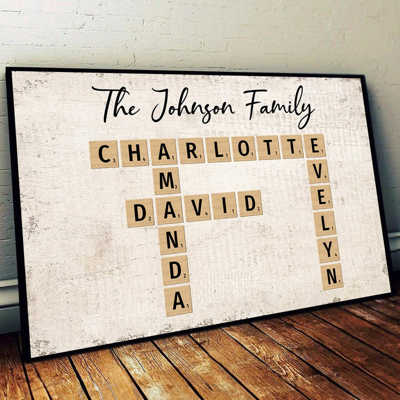 Family Crossword Puzzle Art Created In A Moment, Treasured Forever Personalized Horizontal Poster