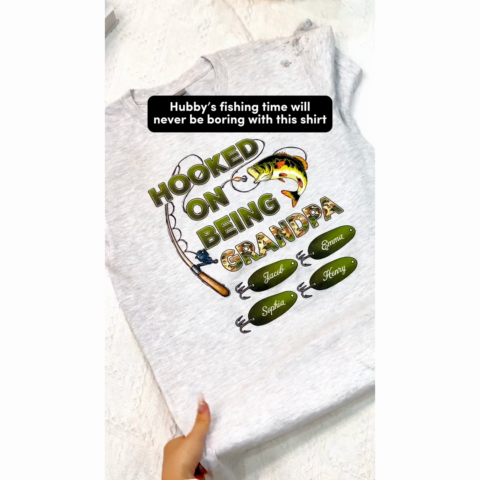 Hooked On Being Grandpa Papa Fishing Camouflage Personalized Shirt, Unique 2025 Father's Day Gift For Grandpa, Dad, Husband