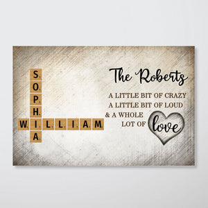 Family Whole Lot Of Love Crossword Puzzle Art - Captured In A Moment, Cherished For A Lifetime Personalized Poster, Unique & Meaningful Gift For Family
