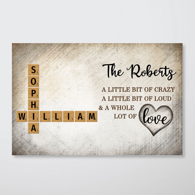 Family Whole Lot Of Love Crossword Puzzle Art - Captured In A Moment, Cherished For A Lifetime Personalized Poster, Unique & Meaningful Gift For Family