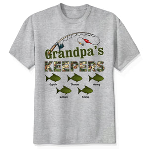 Grandpa‘s Keepers Camouflage Pattern Fishing Personalized Shirt, Unique 2025 Father's Day Gift For Grandpa, Dad