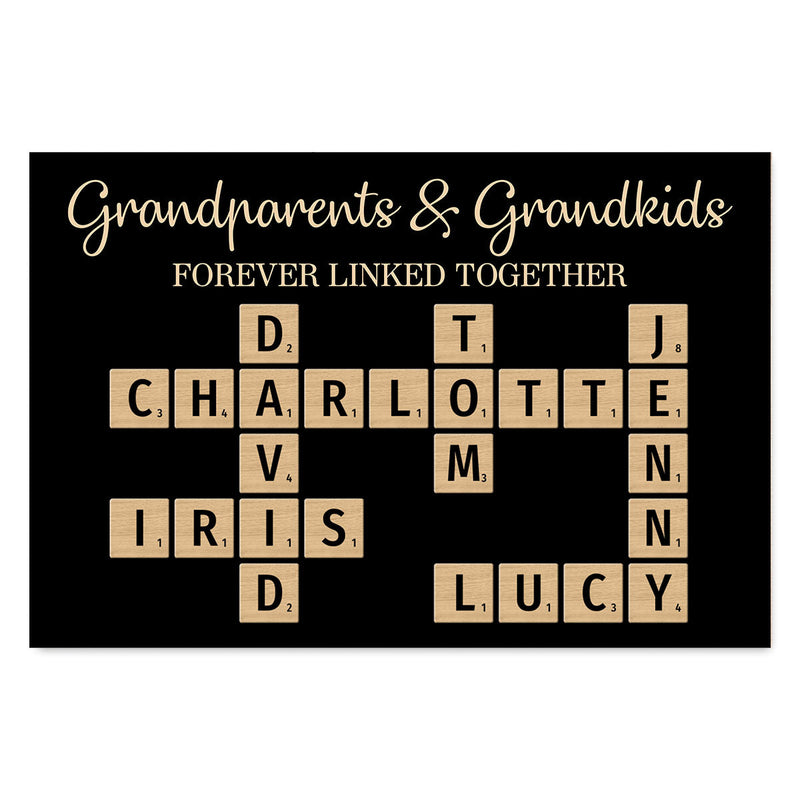 Grandma & Grandkids Forever Linked Together Crossword Puzzle Personalized Poster, Unique Gift For Large Family, Parent, Grandma, Siblings, Brothers, Sisters