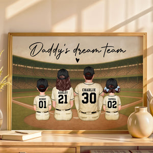 Retro Vintage Baseball Family Dream Team Home Decoration Personalized Poster|Heartfelt Birthday Gift, Anniversary Gift For Dad, Mom, Husband, Wife