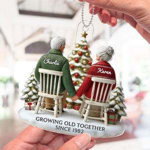 3D Effect Couple Growing Old Together Personalized Flat Acrylic Ornament, Heartfelt 2025  Gift Anniversary Gift For Him, For Her, Husband, Wife
