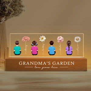 Vintage Birth Month Flowers Grandma's Garden Personalized LED Night Light, Gift For Grandma Mom