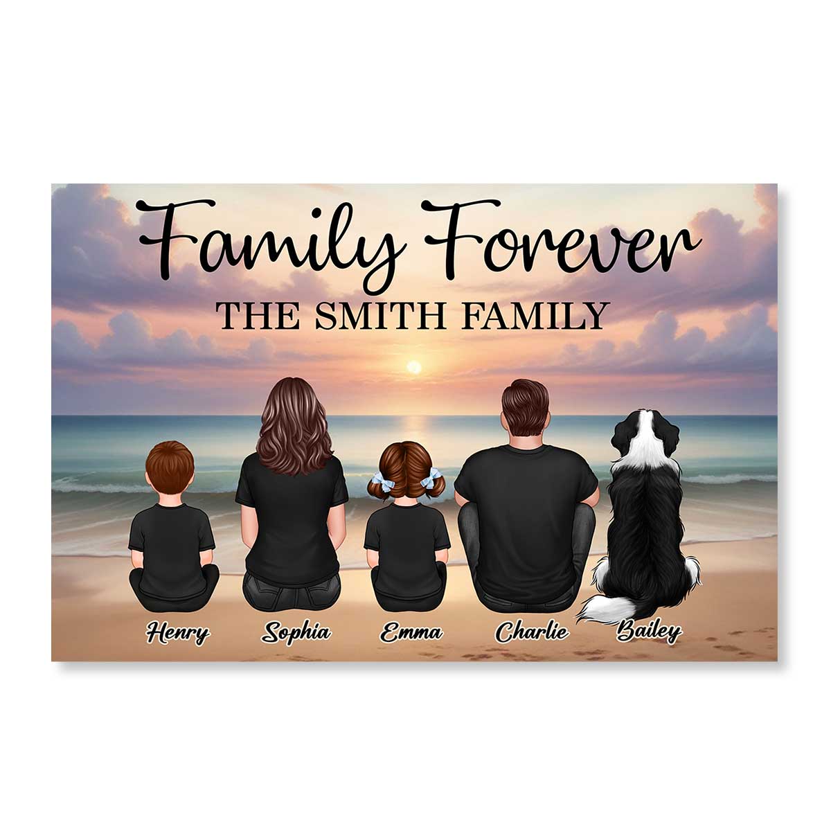Eternal Beach Landscape Family Personalized Poster, Heartfelt Father's Day Gift For Dad, Husband