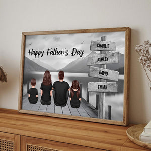 Retro Vintage Family A Little Whole Lot of Love Sign Posts Personalized Poster, Unique 2025 Father's Day Gift For Dad, Husband
