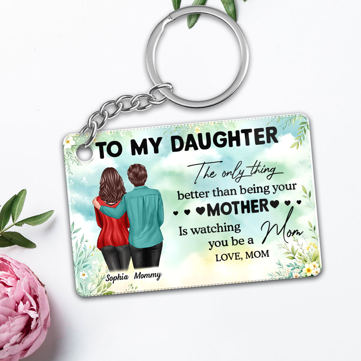 To My Daughter From Mom Personalized Acrylic Keychain, Heartfelt Gift For Daughter