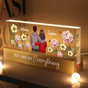 Couple Birth Month Flower Personalized Acrylic Block LED Night Light, Heartfelt 2025  Gift For Him, For Her, Boyfriend, Girlfriend, Husband, Wife