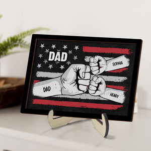 Dad Fist Bump Nation Flag Personalized 2-Layered Wooden Plaque, Father's Day Gift For Dad, For Husband