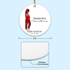Pregnant Mom Baby Bump's First 2025 Ornament, Personalized Gifts Family, Pregnant Ornament