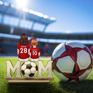 Soccer Mom And Kids Personalized Standing Wooden Plaque, Gift for Mom, Gift for Wife
