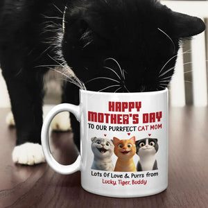 To Our Perfect Cat Mom Adorable Cartoon Cats Personalized Mug, Unique Gifts For Cat Moms