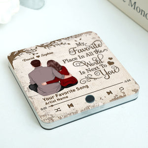 Favorite Place In The World Couple Sitting Back View Personalized Music Fridge Magnet,  Gift For Him, For Her