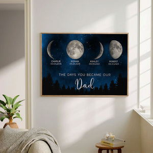 Galaxy Night Custom Birth Moon Phase The Days You Became Our Dad Personalized Poster, Father's Day Gift