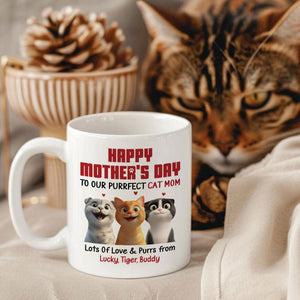 To Our Perfect Cat Mom Adorable Cartoon Cats Personalized Mug, Unique Gifts For Cat Moms