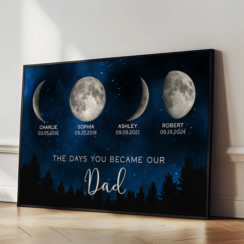 Galaxy Night Custom Birth Moon Phase The Days You Became Our Dad Personalized Poster, Father's Day Gift
