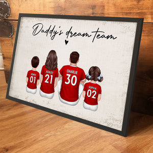 Dad's Team Soccer Football Family Sitting Personalized Poster – Special Gift for Dad, Grandpa, Husband on Father's Day