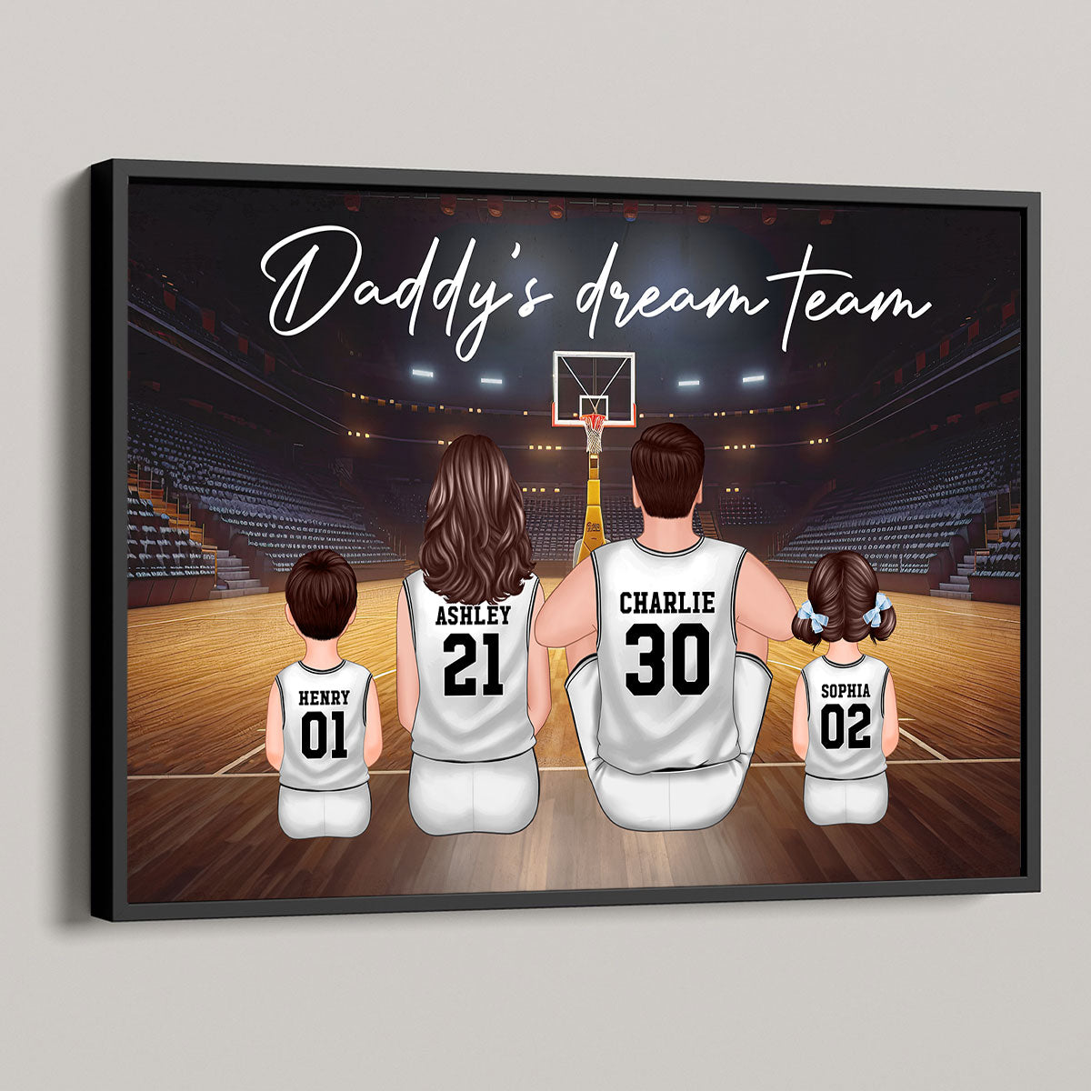 Basketball Team Personalized Family Poster, Unique Father's Day Gift for Dad, Gift for Husband