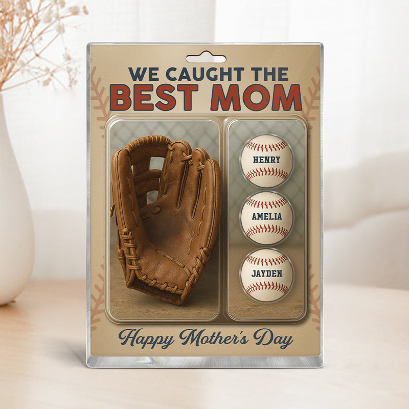 We Caught The Best Dad Grandpa Baseball & Glove Figures Style Personalized Acrylic Block Plaque, Perfect Father's Day Gift for Dad, Gift for Husband