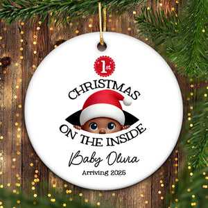 Personalized Baby's First Christmas On the Inside Ornament, Custom Pregnancy Reveal Ornament, New Year Gift For Expecting Parents