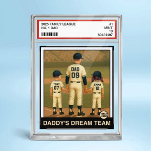 Baseball No. 1 Dad Grandpa Man & Kids Trading Card Style Personalized Acrylic Block Plaque