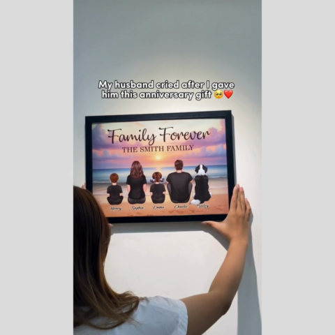 Eternal Beach Landscape Family Personalized Poster, Heartfelt Father's Day Gift For Dad, Husband