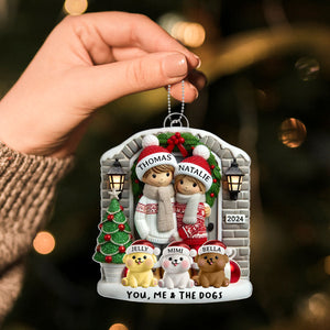 Personalized Farmhouse Couple Christmas Ornament with Optional Pet Dog Cat, Christmas Gift for Him, Gift for Her