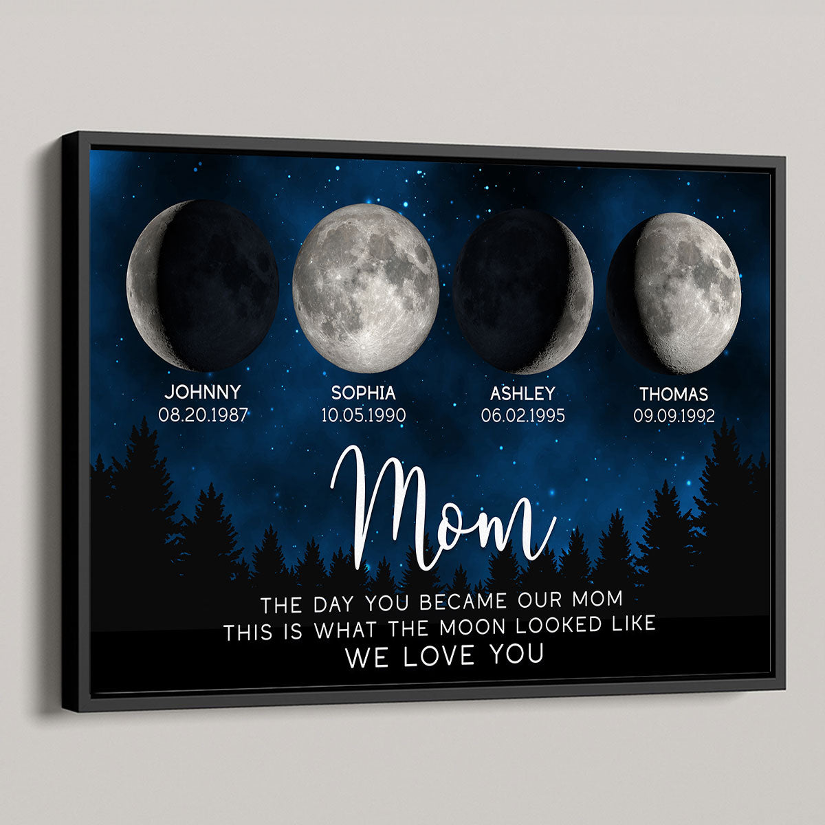 Galaxy Night The Day You Became Mom Custom Birth Moon Phase Personalized Poster