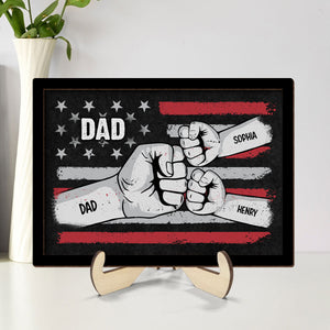 Dad Fist Bump Nation Flag Personalized 2-Layered Wooden Plaque, Father's Day Gift For Dad, For Husband
