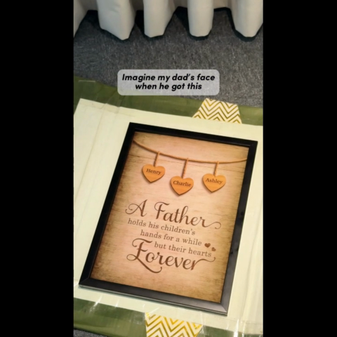 A Father Holds His Children Heart Forever Personalized Poster, Father's Day Gift for Dads