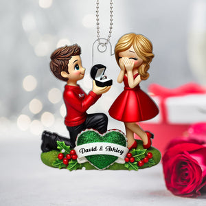 Marriage Proposal 3D Effect Ornament, Personalized Newly Engaged Gift, 'She Said Yes!' Ornament, Custom Just Engaged Gifts for Couples
